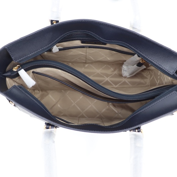 Michael Kors Voyager Leather Tote Shoulder Bag Admiral Blue Navy - Picture 12 of 16